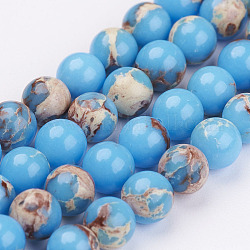 Fili di perle di diaspro imperiale naturale, tinto, tondo, dodger blu, 6mm, Foro: 1 mm, circa 66pcs/filo, 15.7 pollice