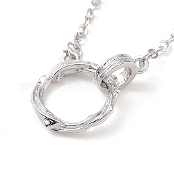 Collier pendentif double anneaux entrelacés, collier couple en laiton pour femme, platine, 17.17 pouce (43.6 cm)