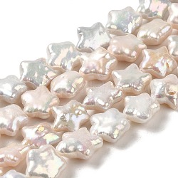 Naturales keshi abalorios de perlas hebras, perlas barrocas, perla cultivada de agua dulce, estrella, grado 6a+, encaje antiguo, 10~12.5x11~12x5~7mm, agujero: 0.5 mm, aproximamente 36 pcs / cadena, 15.94~16.14'' (40.5~41 cm)