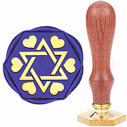 CRASPIRE Heart Wax Seal Stamp Star of David 40mm Hexagon Sealing Wax Stamps Retro Wood Stamp Removable Brass Head for Wedding Invitations Envelopes Halloween Christmas Thanksgiving Gift Packing