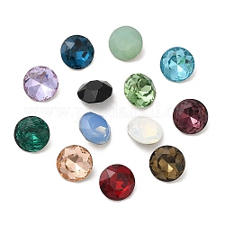 Pointed Back & Back Plated Glass Rhinestone Cabochons, Faceted, Diamond, Mixed Color, 10x5mm