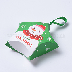 Coffrets cadeaux de noël en forme d'étoile, avec ruban, sacs d'emballage cadeau, pour cadeaux bonbons cookies, verte, 12x12x4.05 cm
