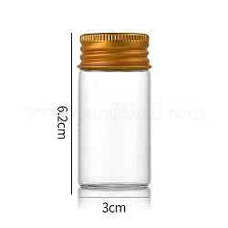 Klarglasflaschen Wulst Container, Perlenaufbewahrungsröhrchen mit Schraubverschluss und Aluminiumkappe, Kolumne, golden, 3x6 cm, Kapazität: 25 ml (0.85 fl. oz)