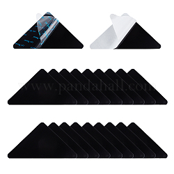 Pinces à tapis en plastique pu, autocollants de sol adhésifs antidérapants de fixation de tapis, triangle, noir, 10.5x10.5x1mm, 20 pièces / kit