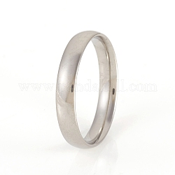 201 acero inoxidable anillos de banda lisos, color acero inoxidable, nosotros tamaño 10 (19.8 mm), 4mm