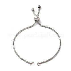 Réglable bracelet en acier 304 inoxydable pour bricolage, Bracelets coulissants, couleur inoxydable, 23x0.18~0.2 cm, Trou: 2~3mm