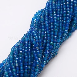 Природные Агат бисера нити, окрашенные, граненые, круглые, светло-синий, 4 мм, отверстие : 0.8 мм, около 90~92 шт / нитка, 14 дюйм