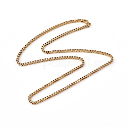 201 collar de cadena de caja de acero inoxidable para hombres y mujeres., real 18k chapado en oro, 23.62 pulgada (60 cm)