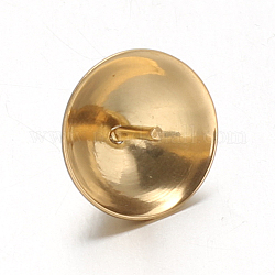 Placage ionique (ip) 304 tasse en acier inoxydable perle cheville pendentifs broches, pour la moitié de perles percées, or, 8mm, Trou: 1.5mm, pin: 0.7 mm