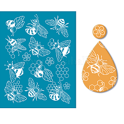 OLYCRAFT Clay Stencils Bees Pattern Non-Adhesive Silk Screen Printing Stencil Reusable Mesh Stencils Transfer Washable Stencils for Polymer Clay Jewelry Earring Making Clay Making - 5x4 Inch
