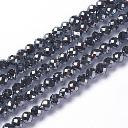 Terahertz Stone Beads Strands, Faceted, Round, 3~3.5x2.5~3mm, Hole: 0.3mm, about 114~141pcs/strand, 15.1~16.4 inch(38.4~41.8cm)