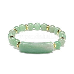 Natural Green Aventurine Rectangle Beaded Stretch Bracelet, Gemstone Jewelry for Women, Inner Diameter: 2 inch(5.1cm)