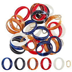 SUPERFINDINGS 75Pcs Acrylic Imitation Gemstone Style Linking Rings, with 75Pcs CCB Plastic Quick Link Connector, Oval, Mixed Color, 19~39.5x12~34.5x4.5~6.5mm, Inner Diameter: 7~18.5x14~33mm