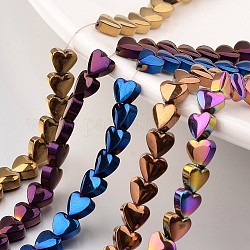 Electroplate Non-magnetic Synthetic Hematite Bead Strands, Heart, Mixed Color, 10x10x3mm, Hole: 1mm, about 44pcs/strand, 15.7 inch