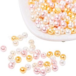 Pandahall 400 pz perline di perle di vetro perlate a malapena rosa, 4mm