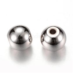 Brass Spacer Beads, Round, Platinum, 4x3.5mm, Hole: 1.5mm