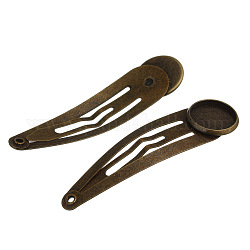 Accessoires de cheveux accessoires clip pression de cheveux de fer, bronze antique, Plateau: 14 mm, 10 pcs /sachet 