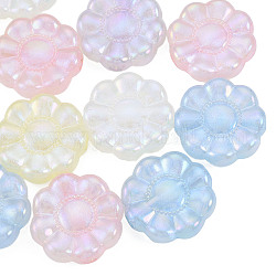 Perles acryliques placage irisé arc-en-ciel, perles de paillettes, fleur, couleur mixte, 24x23x7mm, Trou: 3.5mm