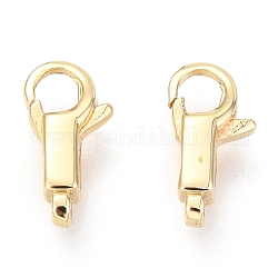 Brass Lobster Claw Clasps, Rectangle, Real 18K Gold Plated, 11x5x3mm, Hole: 0.9mm, Inner Diameter: 3x3mm