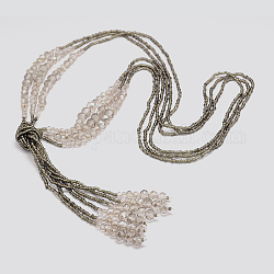 Billes de verre colliers de lasso, avec des perles de rocaille, colorées, 44.8 pouce