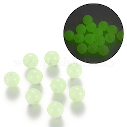 Perles rondes acryliques lumineuses, brillent dans le noir, vert pale, 10mm, Trou: 2mm, environ 950 pcs/500 g