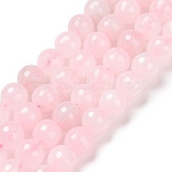 Granos naturales de abalorios de cuarzo rosa, facetas (128 facetas), redondo, 10mm, agujero: 1.2 mm, aproximamente 38 pcs / cadena, 15.16'' (38.5 cm)