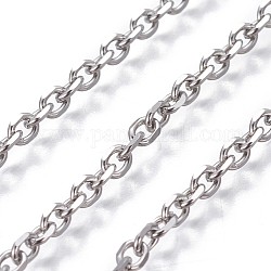 Chaînes de câbles en 304 acier inoxydable, chaînes de coupe de diamant, non soudée, couleur inoxydable, 4x3x0.8mm