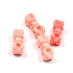 Dyed Synthetical Coral Dorje Vajra Beads, Pink, 21x10mm, Hole: 1mm