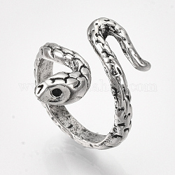 Сплав манжеты кольца пальцев, змея, античное серебро, Размер 5, 15.5 мм