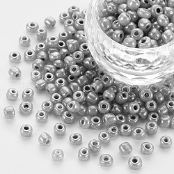 6/0 Glass Seed Beads, Ceylon, Round, Round Hole, Dark Gray, 6/0, 4mm, Hole: 1.5mm, about 500pcs/50g, 50g/bag, 18bags/2pounds