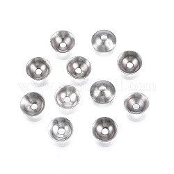 304 Stainless Steel Bead Caps, Apetalous, Half Round, Stainless Steel Color, 6x2mm, Hole: 1.4mm