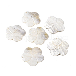 Natürlichen Süßwasser-Shell-große Anhänger, Blumencharme, weiß, 69x70.5x5 mm, Bohrung: 3.5 mm