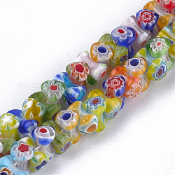 Millefiori perle di vetro fili, cuore, colorato, 10.5~11x8x8mm, Foro: 1 mm, circa 50pcs/filo, 10.6 pollice
