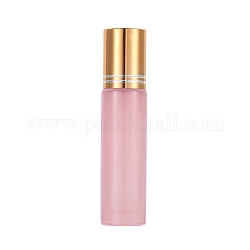 Botellas de perfume vacías de aceite esencial de vidrio, con bola de acero y tapas de botellas de aluminio, rosa, 2x8.6 cm, capacidad: 10 ml