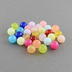 Imitation Jelly Acrylic Beads, Round, Mixed Color, 6mm, Hole: 1.5mm, about 3850pcs/500g
