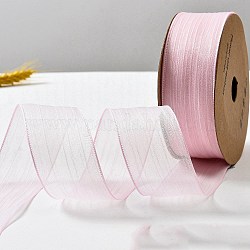 Rubans d'organza en polyester de 20 mètre, Accessoires de vêtement, emballage cadeau, rose, 1-5/8 pouce (40 mm)
