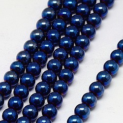 Electroplate non magnetici ematite sintetico fili di perline, tondo, grado a, blu placcato, 3mm, Foro: 1 mm, circa 127pcs/filo, 16 pollice