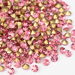 Back Plated Grade A Diamond Glass Pointed Rhinestone, Rose, 4.2~4.4mm, about 1440pcs/bag