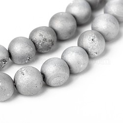 Electroplate agata naturale rotonde fili di perle, grado a, platino placcato, 10mm, Foro: 1 mm, circa 37pcs/filo, 15.1 pollice