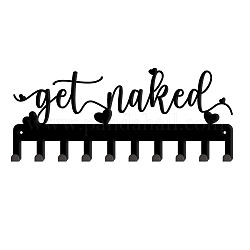 Word Get Naked Iron Wandhaken Kleiderbügel, dekoratives Organizer-Rack, für Tasche Kleidung Schlüsselschal hängenden Halter, mit Schrauben, Schwarz, 104x250 mm