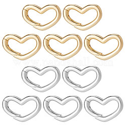 Beebeecraft 10Pcs 2 Colors Heart Shape Key Ring Gold & Platinum Plated Spring Gate Ring Clasps 11.5x17x2.5mm Keyring Key Chain Buckles for Handbag Purse Shoulder Strap