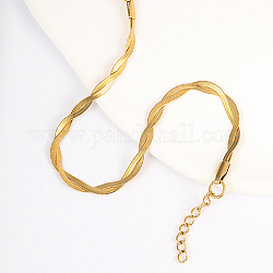 Twist-Seil-Armband aus Edelstahl, Fischgräten-Kettenarmband, golden, keine Größe