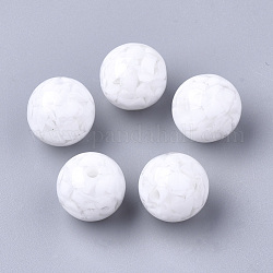 Perles en résine, imitation de copeaux de pierres précieuses, ronde, blanc, 16mm, Trou: 2.5mm