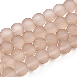 Fili di perline di vetro trasparente, per la fabbricazione di gioielli di perline, smerigliato, tondo, tan, 4mm, Foro: 1.1~1.6 mm, circa 200pcs/filo, 31.4 pollice
