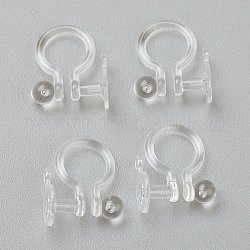Ohrclips zum Aufstecken aus Kunststoff, für Nicht-Ohrlöcher, Transparent, 12x10x1.2 mm, Bohrung: 0.7 mm