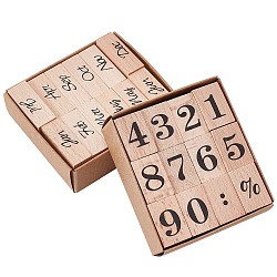 Craspire 2 set 2 timbri in legno stile, per forniture fai-da-te per scrapbooking, di gomma, rettangolo con numero e simbolo, Borgogna, 1.2~2.4x1.6~3.2x2.4~2.5cm, 12 pc / set, 1 set / stile