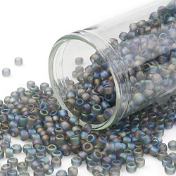 Toho perles de rocaille rondes, Perles de rocaille japonais, (176bf) transparent ab gris givré, 8/0, 3mm, Trou: 1mm, environ 222 pcs/10 g