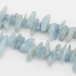 Natural Aquamarine Beads Strands, Chips, Light Sky Blue, 9~27x3~8x1~6mm, Hole: 1mm, 15inch