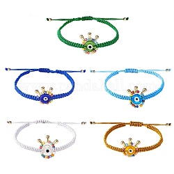 5 pz 5 colori grande braccialetto di perline intrecciate malocchio, braccialetto impilabile regolabile per ragazze adolescenti, colore misto, diametro interno: 2-1/4~4 pollice (5.7~10.4 cm), 1pc / color