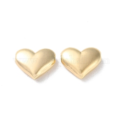 Perline in ottone, cuore, vero placcato oro 18k, 12x14.5x5mm, Foro: 1.2 mm